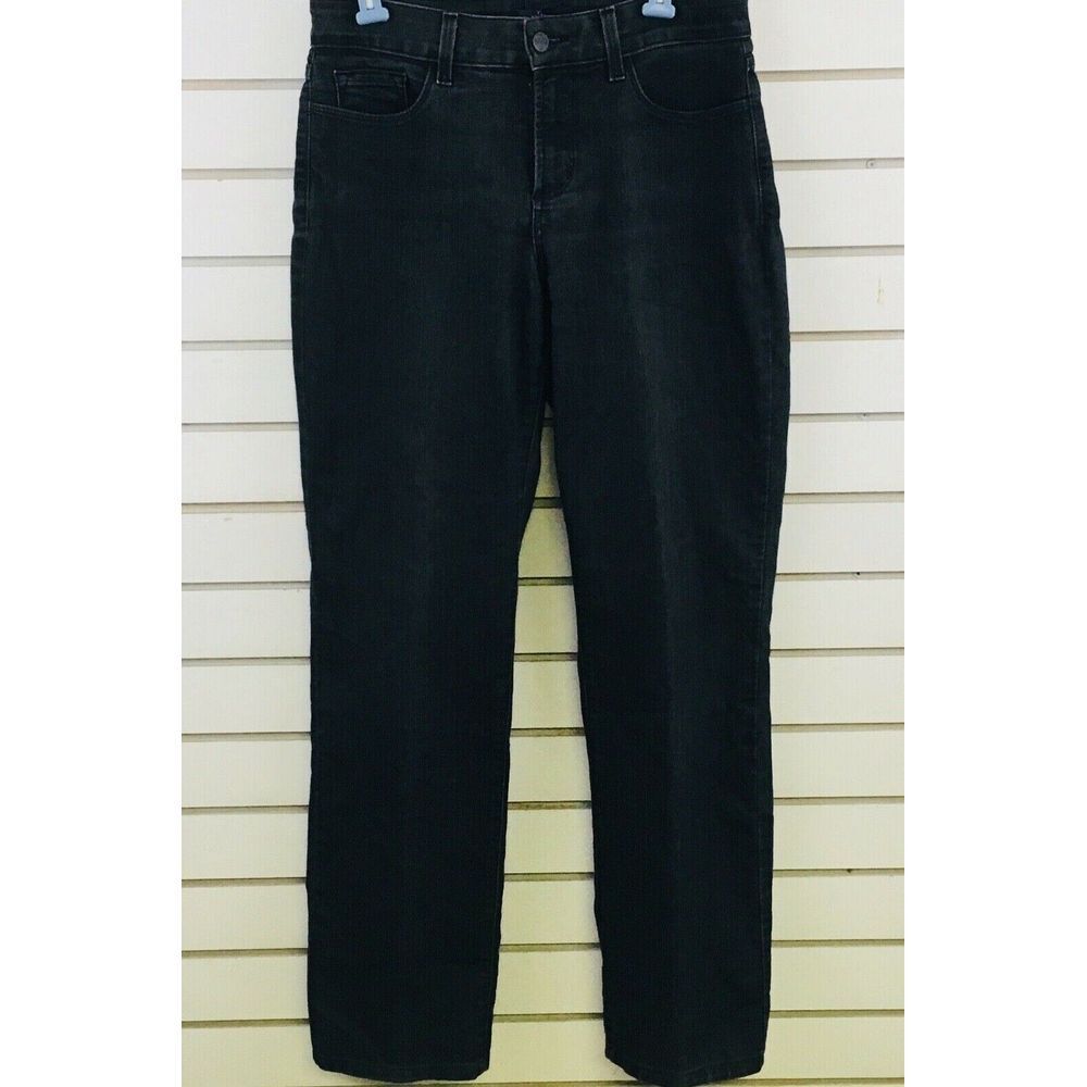 Womens 4 NYDJ Black Stretch Straight Leg Not Your Daughters Jeans 31" Inseam
